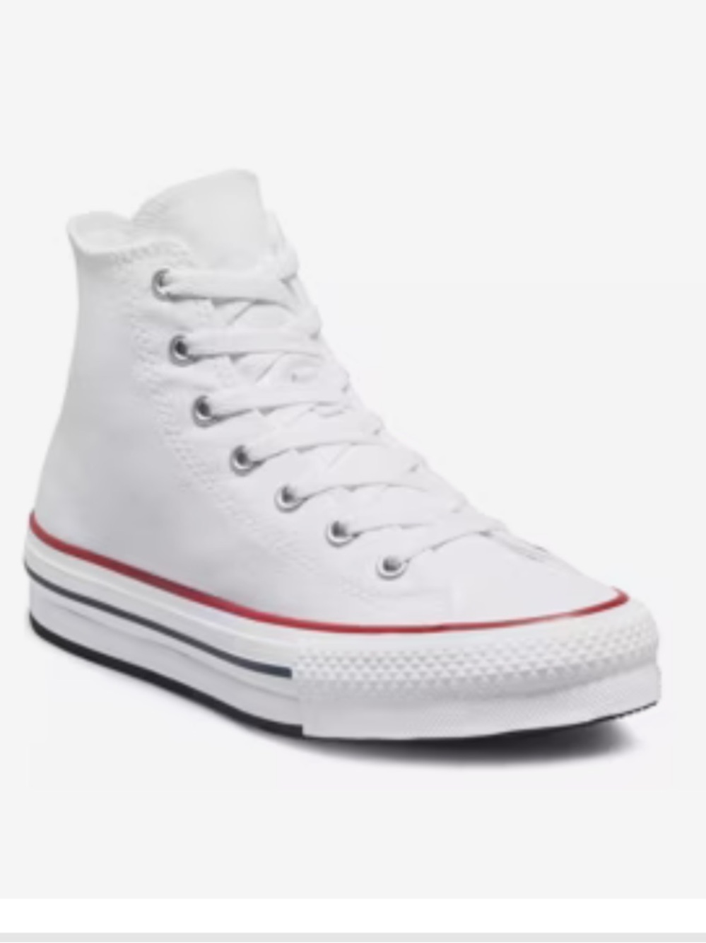 Converse White High-Top Sneakers with Red & Navy Trim